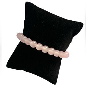 Natural  Pink Rose Quartz Beaded Stretch Bracelet 12 mm